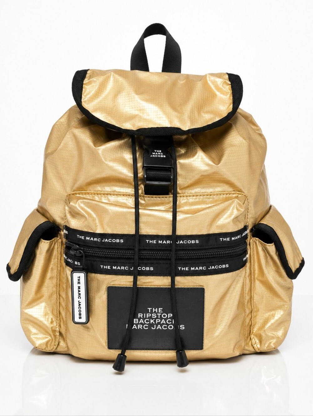 MARC JACOBS Metallic Gold Ripstop BACKPACK Black Trim - Picture 13 of 13